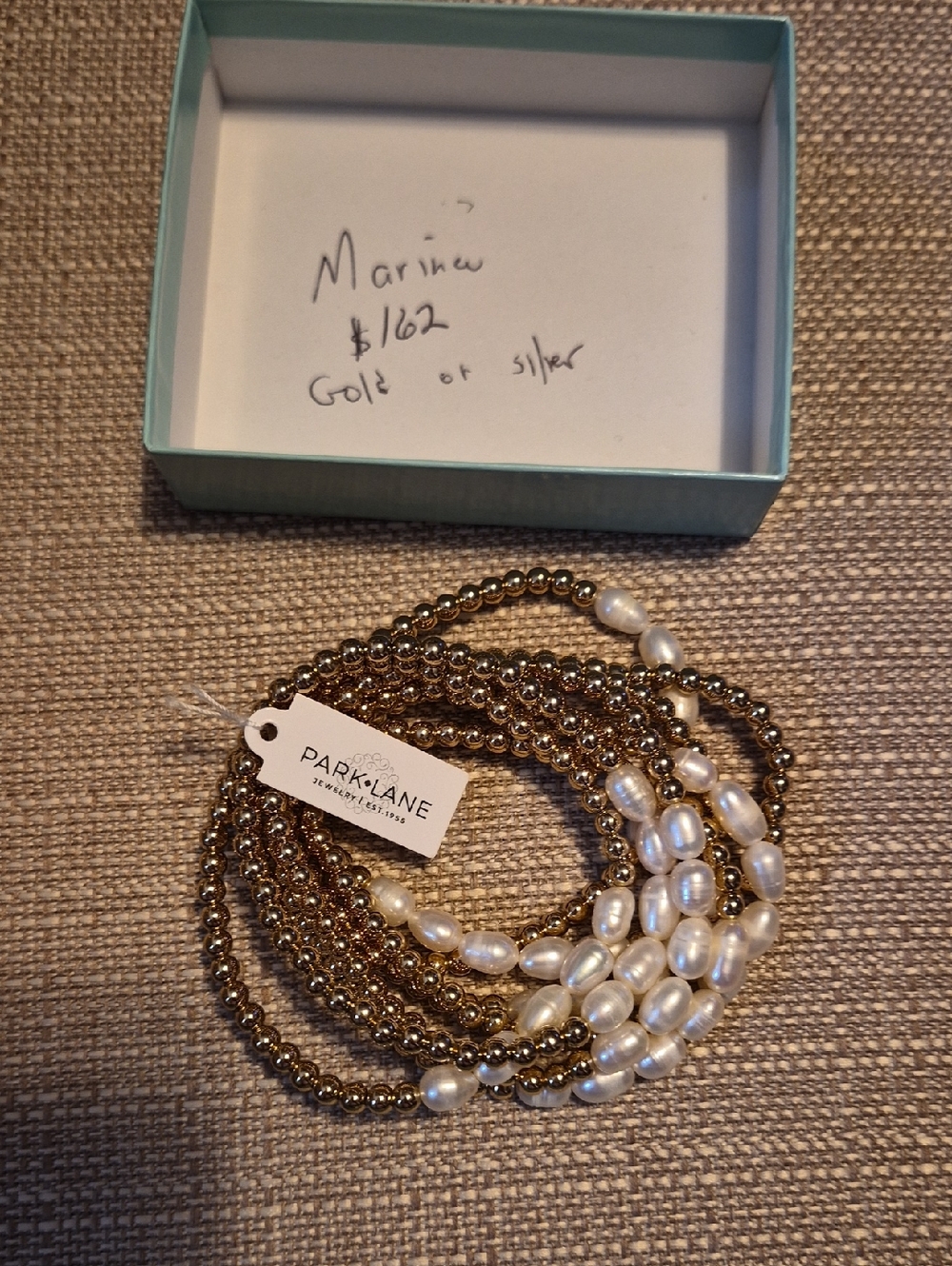 Park Lane Gold and White Pearl Multi-Strand Necklace